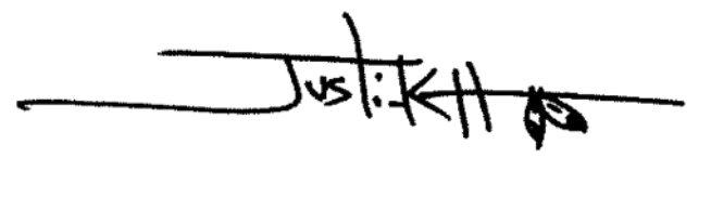 Justin H signature in black no background